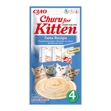 Churu Kitten cu Ton, 4 x 14 g – recompensă cremoasă pentru pisoi
